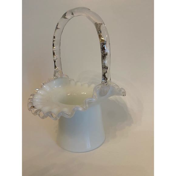 Fenton Silver Crest Ruffled Basket - Picture 1 of 11